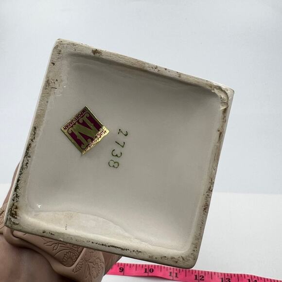 Napcoware White Square Bottom Tulip Vase Ribbed Porcelain Vintage #2738 - Picture 6 of 6